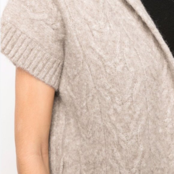 Alysi Soft Shortsleeved Cable-knit Cardigan, Beige, Size S - Picture 15 of 15